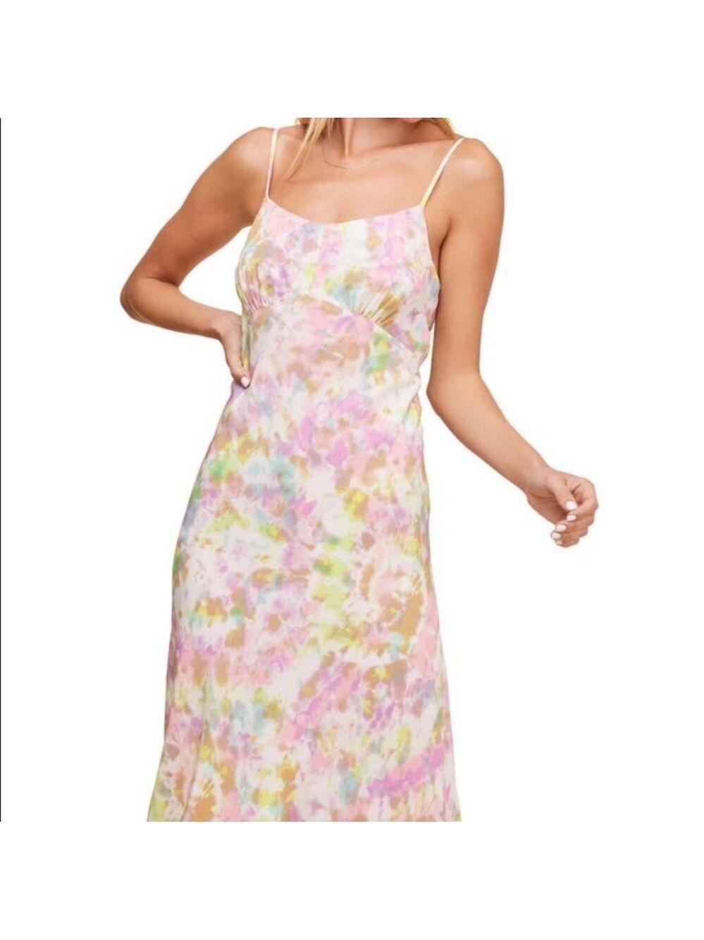 Astr the label charisma tie dye midi dress pink yellow size M - Picture 2 of 11